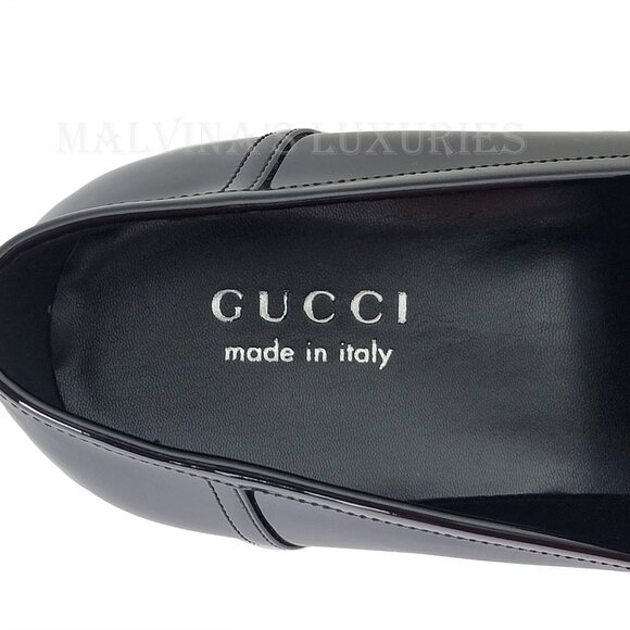 GUCCI SHOES MENS LOAFERS INTERLOCKING G LOGO BLACK LEATHER sz 12.5 US 13 - Picture 13 of 16